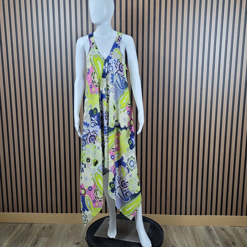 Isle by Melis Kozan Maxi Dress Handkerchief Hem Paisley Floral Multi Large